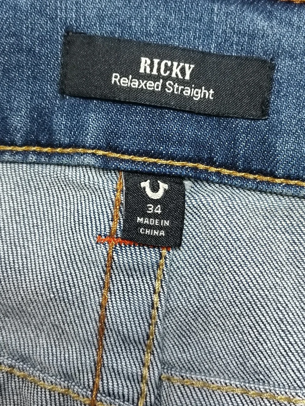 True Religion The Ricky Flap Straight Jean Mens 34 (36